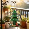 Weihnachtsbaum Vogelfutterspender für den Außenbereich, Hängender Metall-Wildvogelspender mit 2 Samen- und Wasserschalen, Grüne Weihnachts-Tablett-Garten-Terrassen-Außendekoration, Entwässerungslöcher