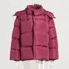 2025 Winter Women's Cotton Coat European American New Style Loose Puffer Jacket Solid Color Hooded Outerwear