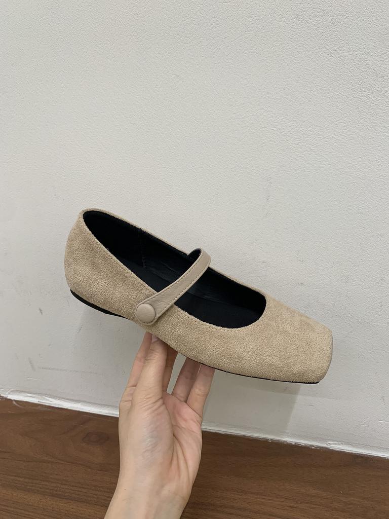 Jonmei for San retro suede word with shallow mouth Mary Jane female 2025 ballet little red shoes female