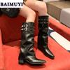 Pointed Toe High Heels Women Shoes Sexy Knee High Boots 2025 Trend Brand Designer Gladiator Chelsea Boots Punk Pumps Mujer Botas