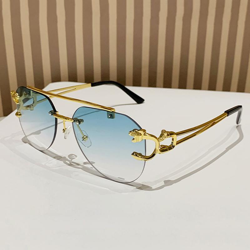 

Винтажные мужские и женские модные очки с градиентными оттенками без оправы с двойным мостиком UV400