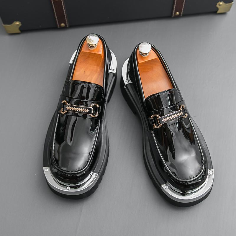New Men Business Loafers Black and White Casual Thick-soled Anti-slip Brand Shoes Social Shoes Sizes 38-46 Men Shoes