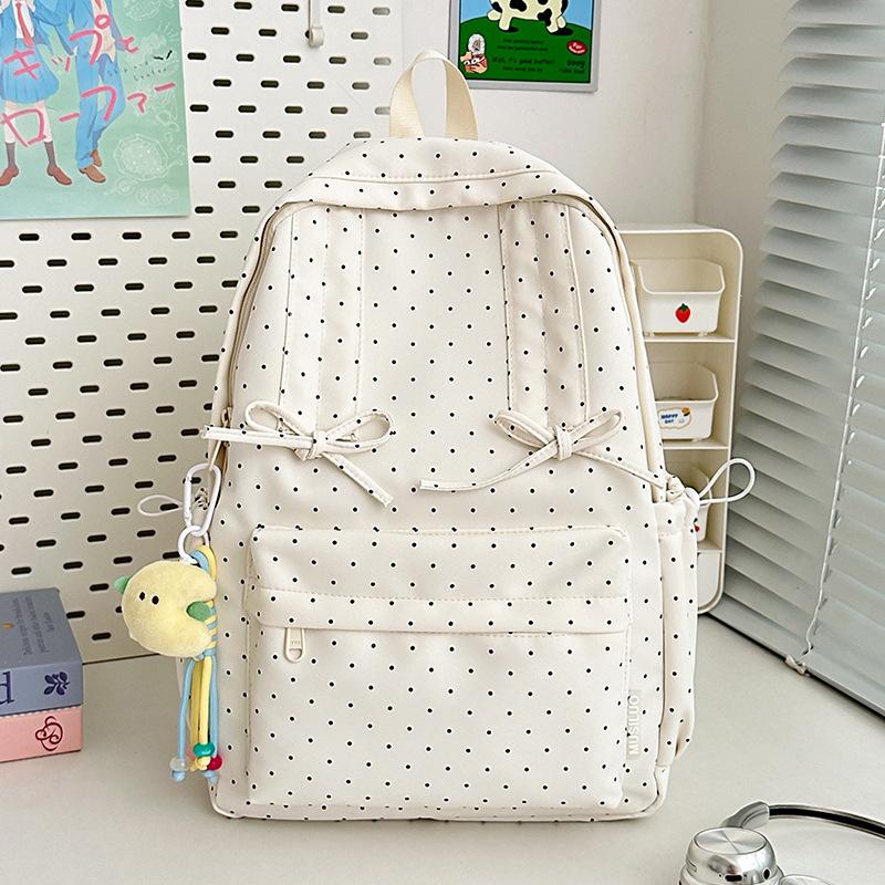 School bag summer new small fresh polka dot sweet girl travel mini backpack high value literary and art fan girls backpack