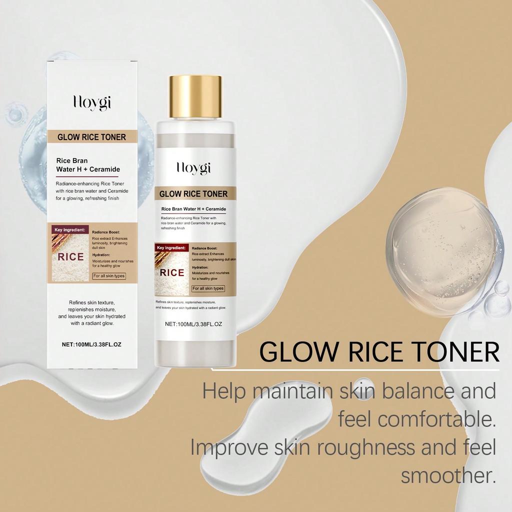 1pc 100ml Rice Moisturizing Toner, Nourishing Skin Care Products, Soothes Dry Skin, Moisturizes And