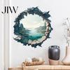 Realistic Landscape Wall Mural 3D Mountain & River Sticker, PVC Waterproof Mural, Peel And Transparent Space Illusion Decal Stick Decals