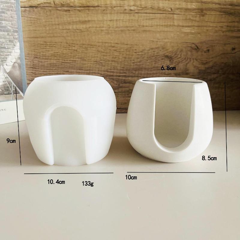 

DIY Essential Oil Wax Candle Holder Mold Round Wax Melting Furnace Diffuser Gypsum Hydroponic Plant Flowerpot Silicone Mold