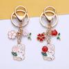 [LALAFINA] 2023 Zodiac Rabbit Keychain Key Ring with Cherry Blossom Design, Easter, Year of the Rabbit, Metal Key Charm, Cute, Prayer, Heian Era,