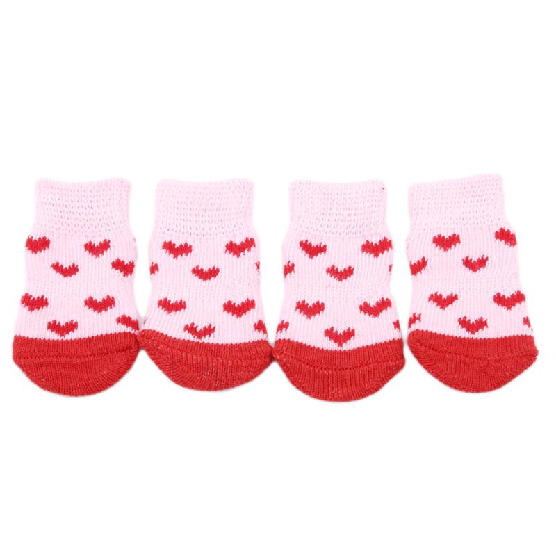 4Pcs/set Pet Dog Socks Anti-Slip Knitted Small Dogs Thick Warm Paw Protector Cute Puppy Cat Indoor Wear Boot Dog Socks
