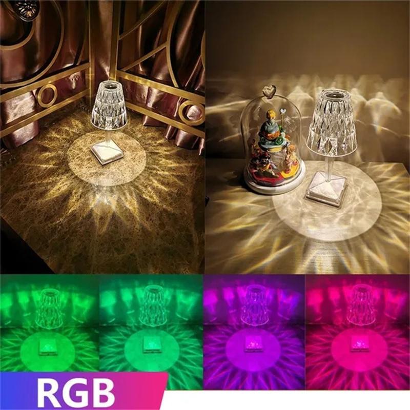 New RGB Multicolor Remote Control Dimming Diamond Crystal Table Light USB Rechargeable LED Atmosphere Light Touch Rose Light Christmas Gift