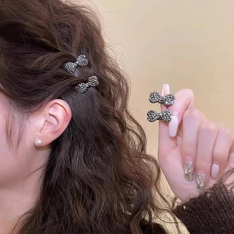 10/1pcs Korean New Fashionable Simple and Versatile Water Diamond Bow Hairpins Women's Side Hairpin Clip Headpiece Hairclips