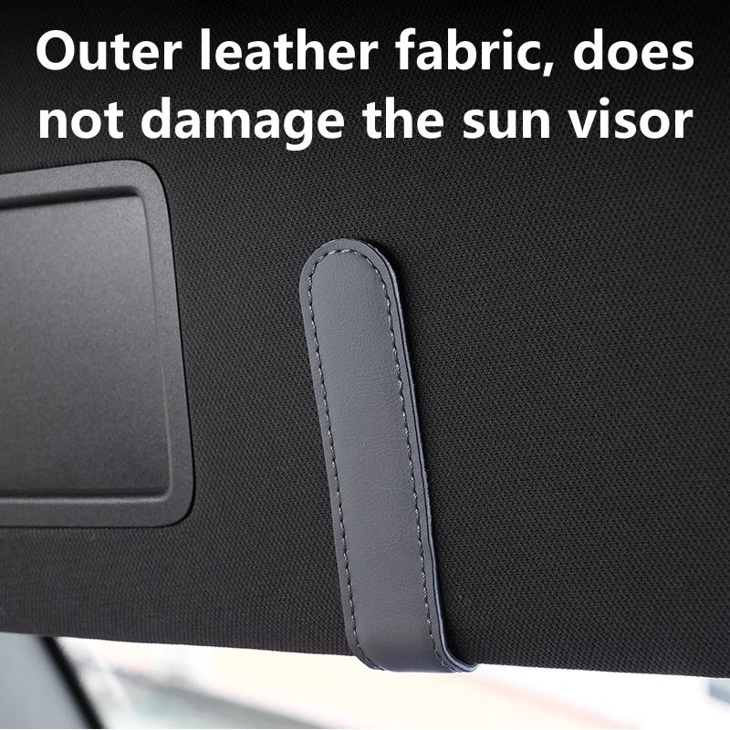 1pc Faux Leather Car Visor Clip High-Quality Car Sunshade Sunglasses Clip Strong Fixation Car Eyeglasses Storage Holder