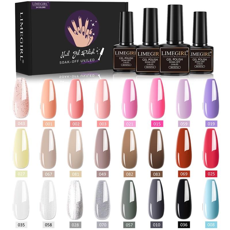 

Гель-лак для ногтей Limegirl, серия Soak Off, УФ-светодиодный полуперманентный набор гелей для ногтей, 24 шт., лак для дизайна ногтей, лак для дизайна ногтей