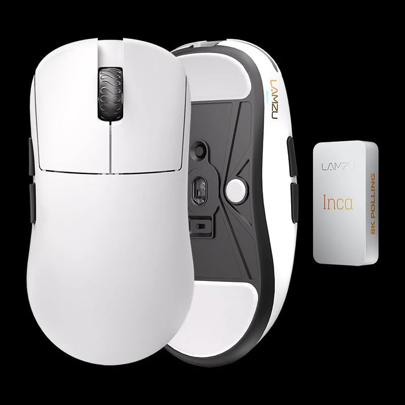 

LAMZU INCA 8K Gaming Supports 8000Hz Polling Ultra Wireless Mouse, Rate, Lightweight, (White) білий
