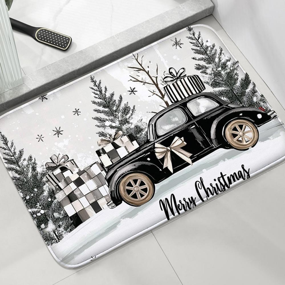 1Pcs Christmas Tree Snowman Door Mat WELCOME Rug Living Room Bedroom Entry Doormat Outdoor Nonslip Mat Kitchen Mat Holiday Decor