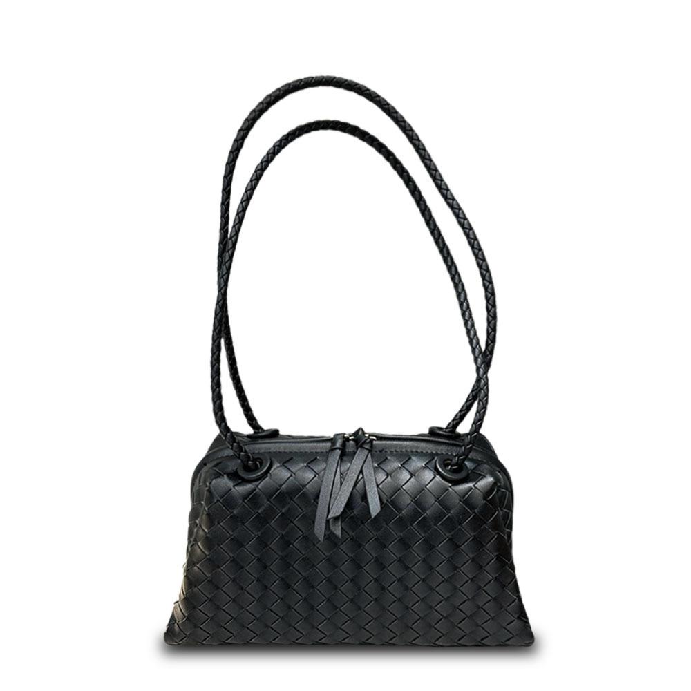 Cross-border Cowhide Woven Underarm Boston Women's Bag Practical High-end Pillow Bag Commuting Versatile Portable Shoulder Bag