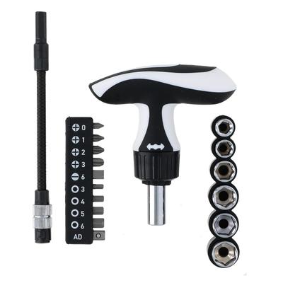 Takagi Ratchet Handle Set Driver Interchangeable Driver Hex Socket Drive Flexible Ratchet Furniture Assembly T-Shaped (18-Piece) TRS-200A Set,