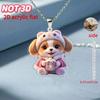 Cross-border new cartoon puppy necklace flat acrylic Christmas gift cute puppy holding cup necklace