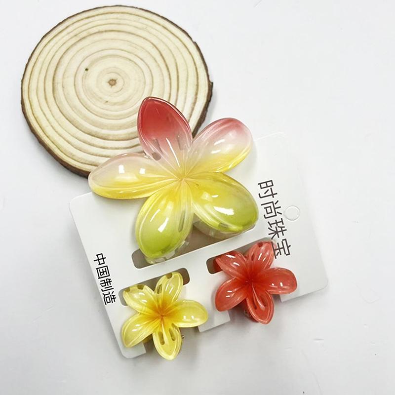 3Pcs Colorful Gradient Color Flower Hair Claws Sweet Barrettes  Shark Clip For Women Girls Beach Hair Accessories Gifts