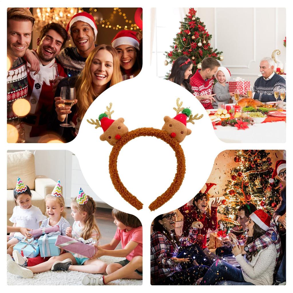 Christmas Headbands For Adults Plush Hairband Headpiece Headwear Christmas Headpiece Women Girls Party Festival Winter