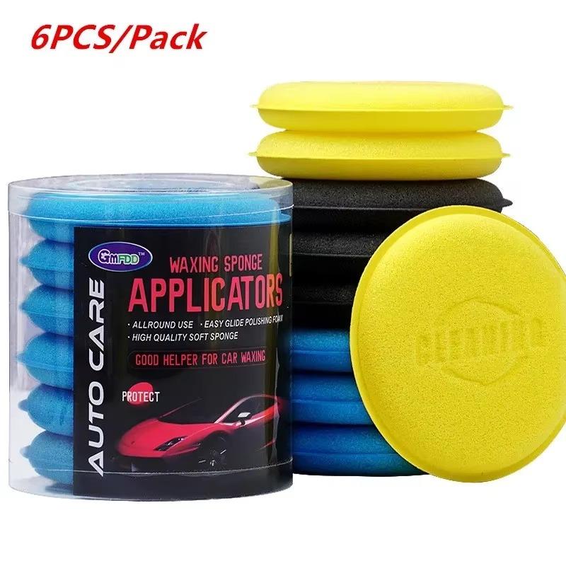 6 Stück Applikator-Pads aus hochdichtem Schaumstoff, zum Wachsen und Polieren von Autos, Detaillierungsschwämme, Auto-Hausreinigung. Autowasch-Pflegepads