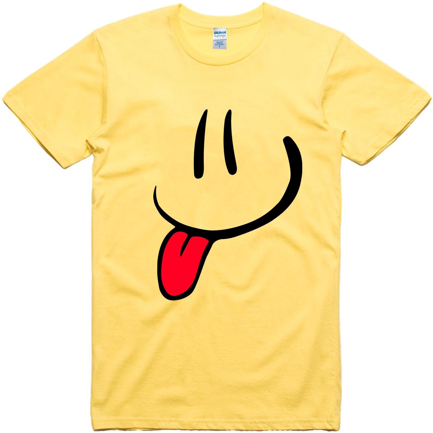 Funny T Shirt Emoji Smile Tongue Novelty Printed Tee S