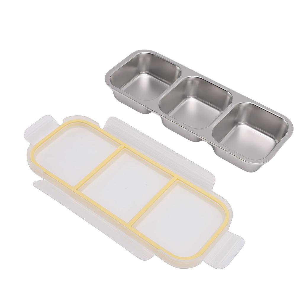 Snack Container   Proof Stainless Steel 3 Compartments Easy Cleaning Metal Snack Container