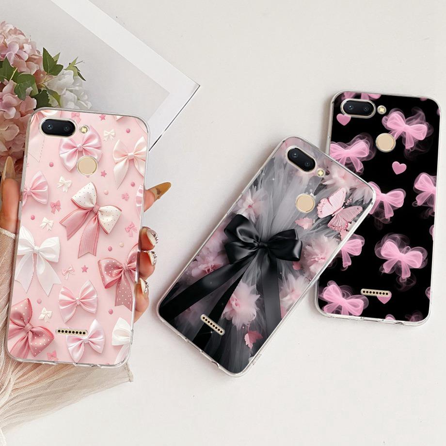 For Xiaomi Redmi 6 6a 6 Pro / Xiaomi Mi A2 Lite Phone Case Luxury Flower Butterfly Cartoon Bow Pattern Soft Silicone Back Cover