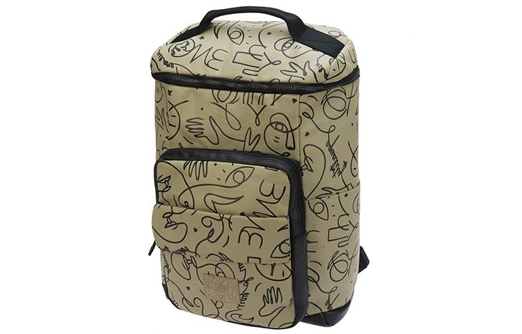 Li Ning Wade Artist DFT Collaboration Fabric Backpack Regular Unisex Khaki ABSR344-2