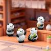 4 Pcs Mini Panda Figurine Miniature Cartoon Panda Sculpture Cute Tiny Resin Animal Statue for Shelf Fairy Garden Decor Funny Gift for Panda Lovers