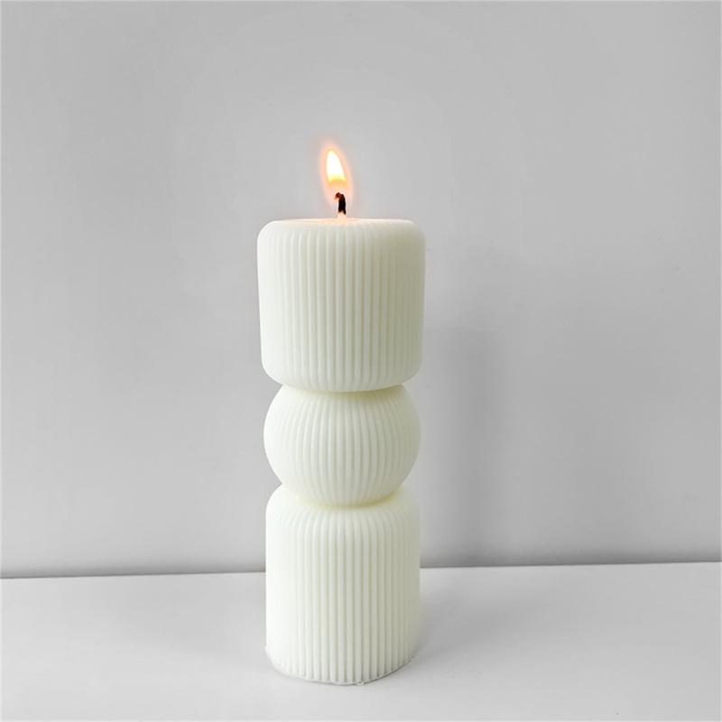 Flexible Silikonform, gestreifte, zylinderförmige Kerzenformen, duftende Aromatherapien, Herstellungsform, handgefertigte Ornamentform