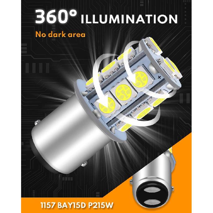 Qoope 1157 LED Bulb White 2357 2057 BAY15D 7528 LED Bulbs Replacement For Brake Tail Backup Reverse Lights, Turn Signal Bulb, RV Camper Trailer 5Th