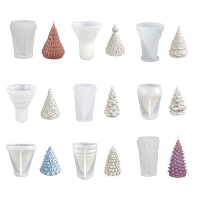 Geometric Shapes Silicone Mold Handmade Wax Candle Mould Christmas Tree Jewelry Holder Moulds Handmade Aromas Soap Molds