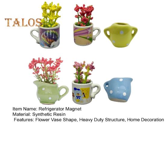 6/8Pcs Mini Ceramic Vase Refrigerator Magnet Home Office Kitchen Locker Fridge 3D Miniature Flower Vase Magnetic Decoration Ornament