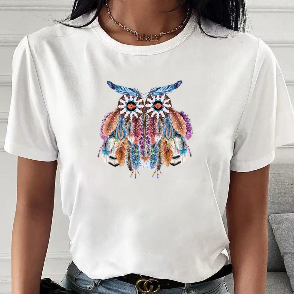 Lässiges lockeres Street-Outfit Sommer 3D-T-Shirt neues Federdruck Kurzarm-Oberteil Damen-T-Shirt Rundhals-Pullover O-Ausschnitt