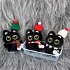 1Pc Cartoon Christmas Plush Black Cat Keychain Backpack Hanging Decoration Kawaii Soft Stuffed Doll Toy Bag Pendant Couples Gift