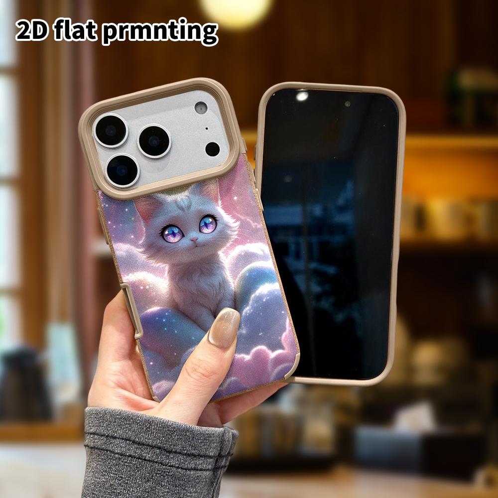Phone Case: Lambskin 2D Flat Samsung Galaxy A34 A35 M05 M06 S20 S22 S21 FE Plus 5G Protective Case, Rainbow Little White Cat, Christmas and Halloween