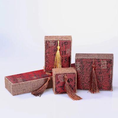 Exquisite Linen Tassel Jewelry Gift Box for Rings, Pendants, and Bracelets