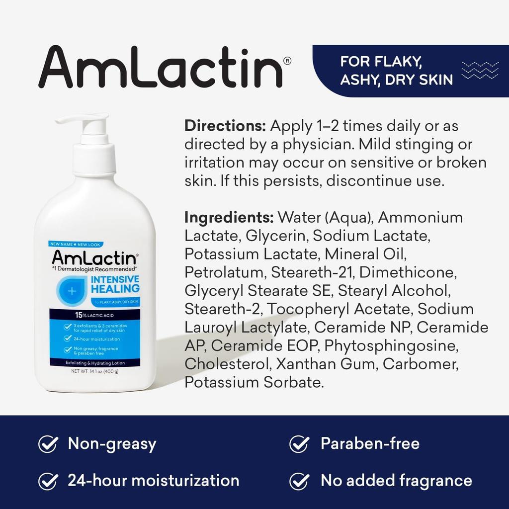 Amlactin Intensive Healing Lotion for Flaky, Dry Skin 14.1 oz