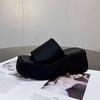 Zhao's Same Style~ Thick-soled Slippers Women's Dew Summer New Black Thinking To Increase Height, Small Cool Slippers To Wear Outside