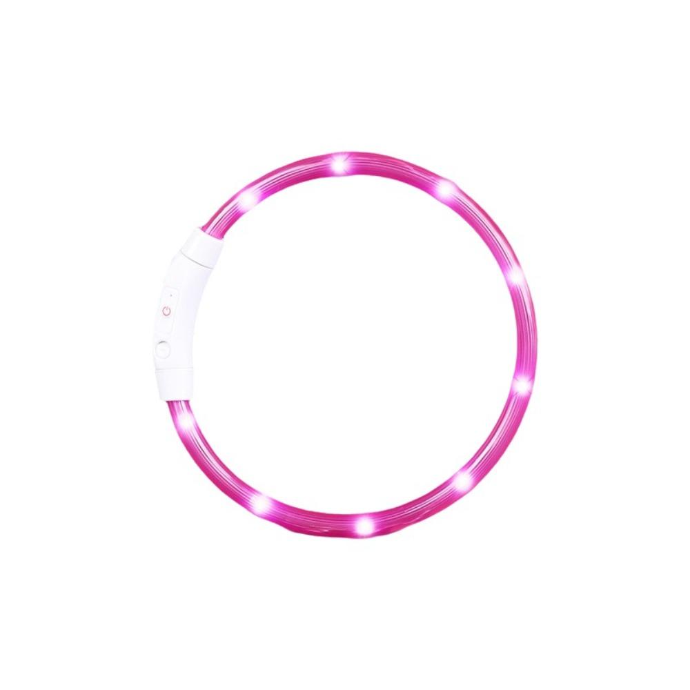 Adjustable Dog Luminous Collar USB Charge Anti-Lost Pet Collar Pet Glowing Collar Outdoor Use 13.78 in розовый