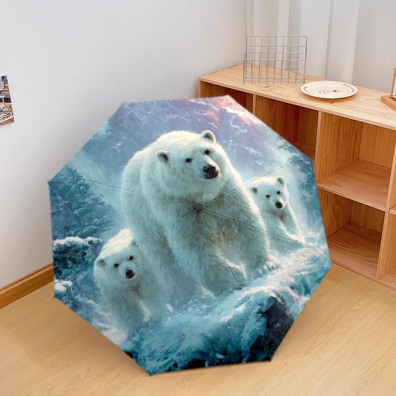 

1 PC Automatic Folding Umbrella - Polar bear Pattern, Portable & Foldable Design with 8 Ribs, Christmas Birthday Gifts