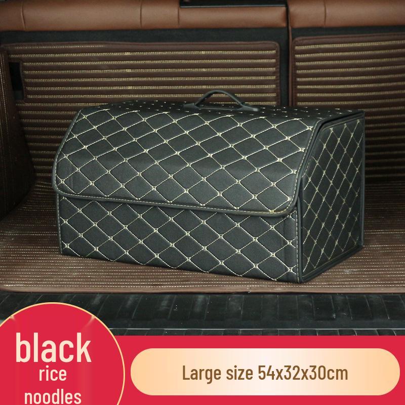 Trunk Storage Box: Multifunctional Folding Car Organizer with Logo-Printed Leather