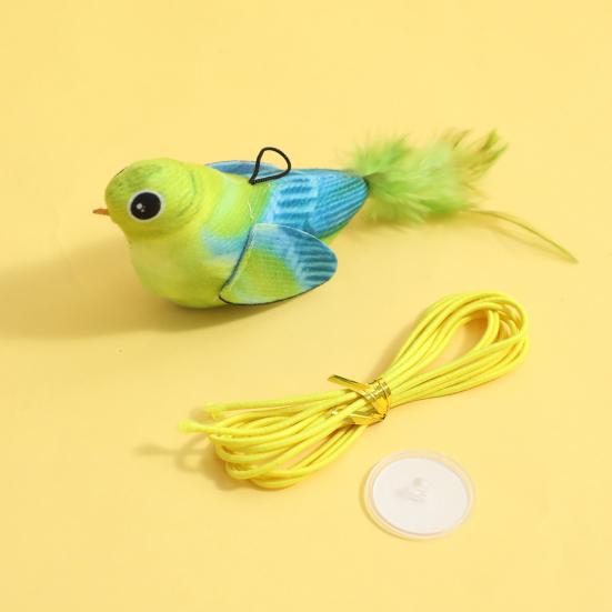 Interactive Chirping Bird Cat Toy Realistic Plush Bird with Feather Touch Activated Kitten Toy with Lifelike Chirp Sound for Indoor