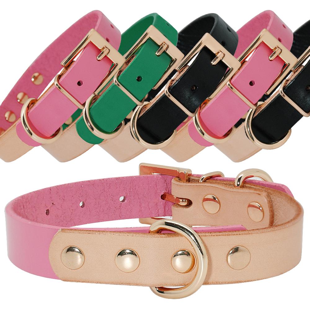 Buy Dog Collar Pet Genuine Leather Dog Collars Accessories Adjustable For Small Medium Dogs Cats