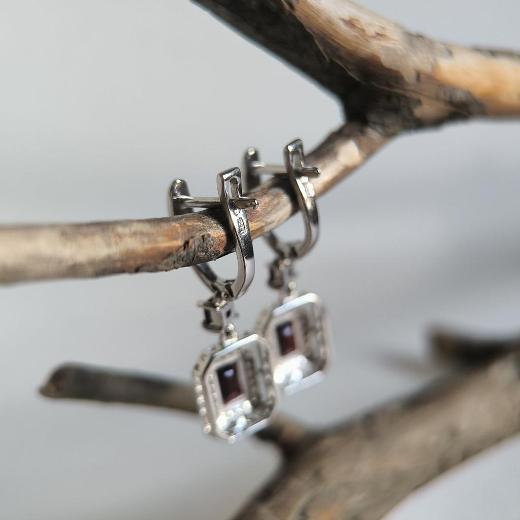 Серебряные серьги с натуральным гранатом 3.301ct (2195856)