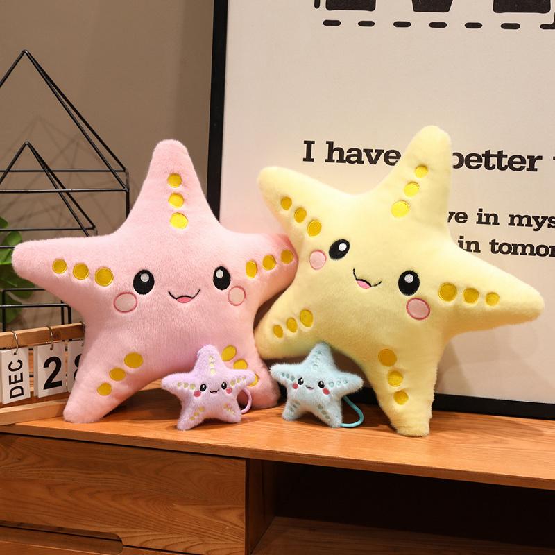 43/53cm Ocean Series Sea Star Throw Pillow 12cm Cute Sea Star Plush Pendant Keychain Soft Toy Room Decor Kid Birthday Gift