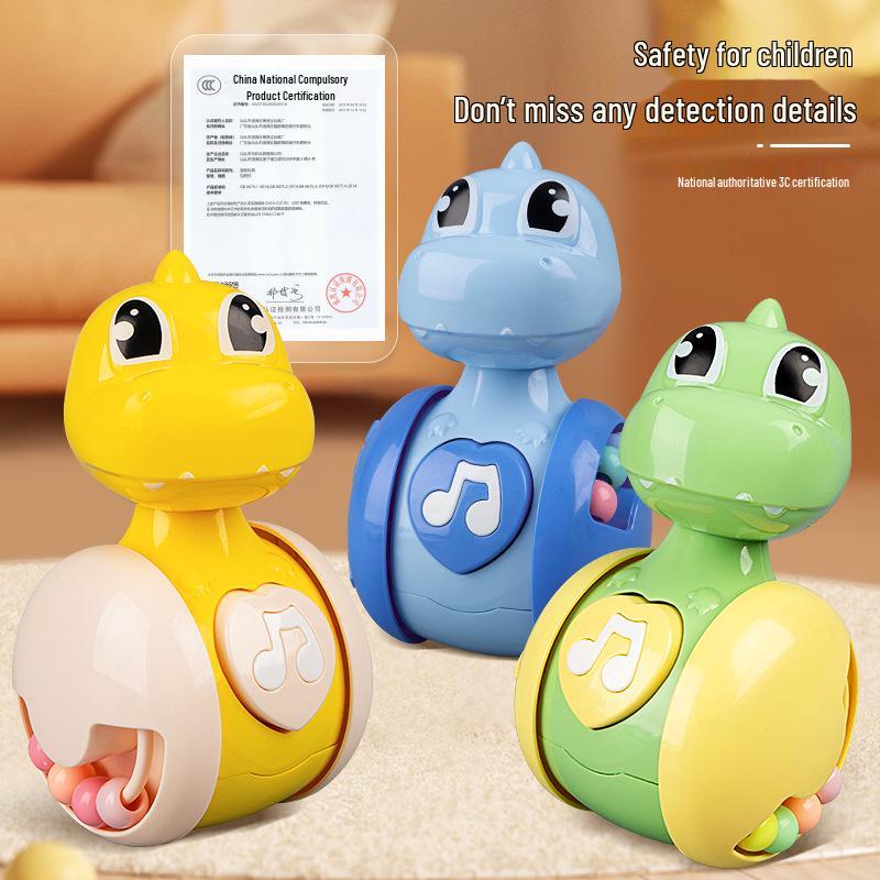 Toddler Toys 9-12 Months: Cartoon Dinosaur & Fawn Sliding Roly-Poly Soothing Toy