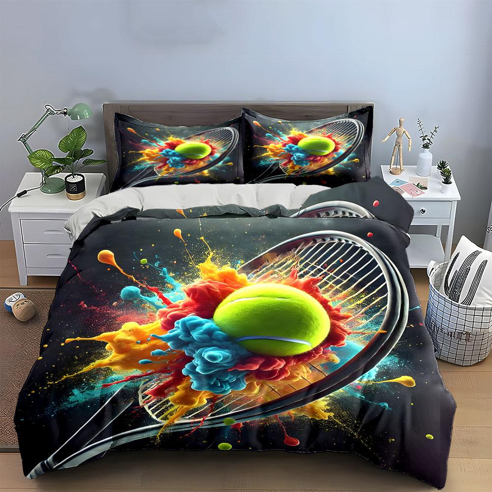 Vivid Tennis Essentials Set  Kid'S And Adults' Bedroom Decor, Exquisite Three-Piece Bedding Set Gift