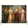 Four Seasons Women Garden Art Tapestry Floral Dress Wall Hanging Vintage Painting Home Decor Romantic Living Room Art Print
