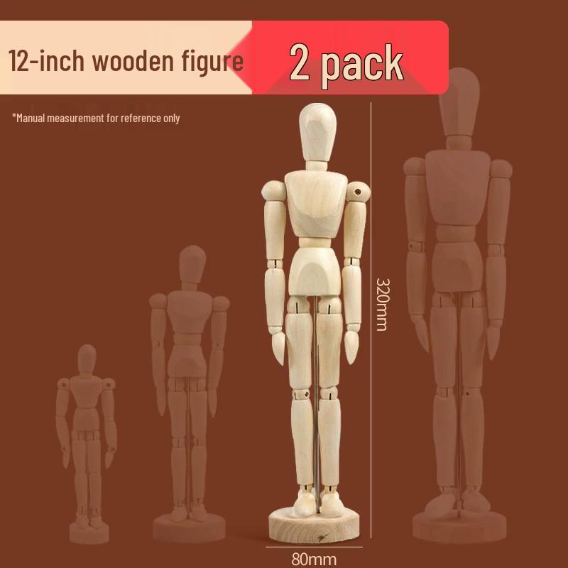 12-Inch Flexible Wooden Jointed Figure Model for Sketching and Painting